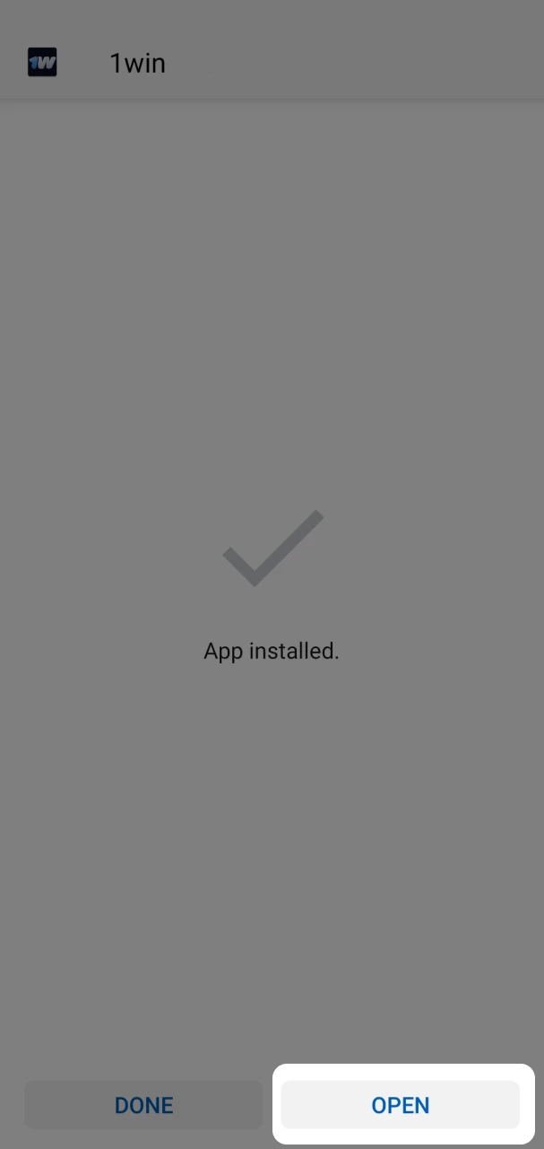 Open the installed 1win app to start betting and playing.