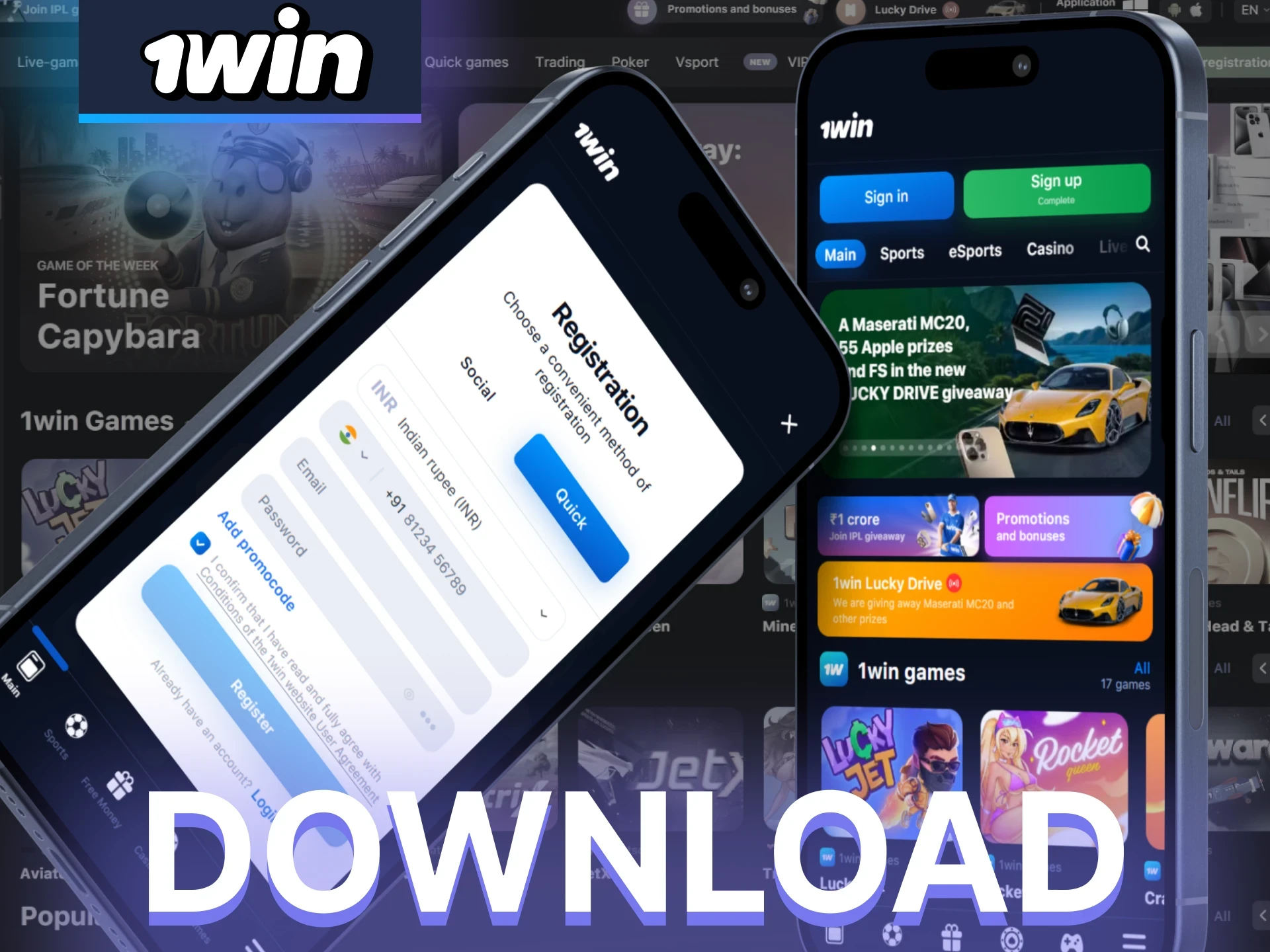 Try the 1win app for iOS devices for betting and playing.