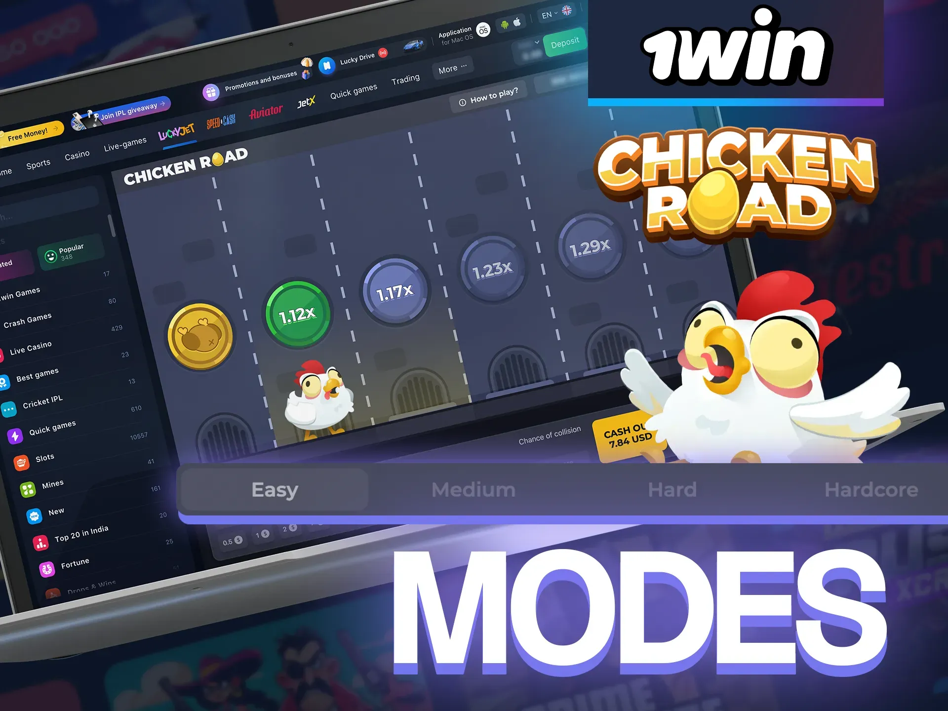 Read about the difficulty levels in the Chicken Road game at 1win.